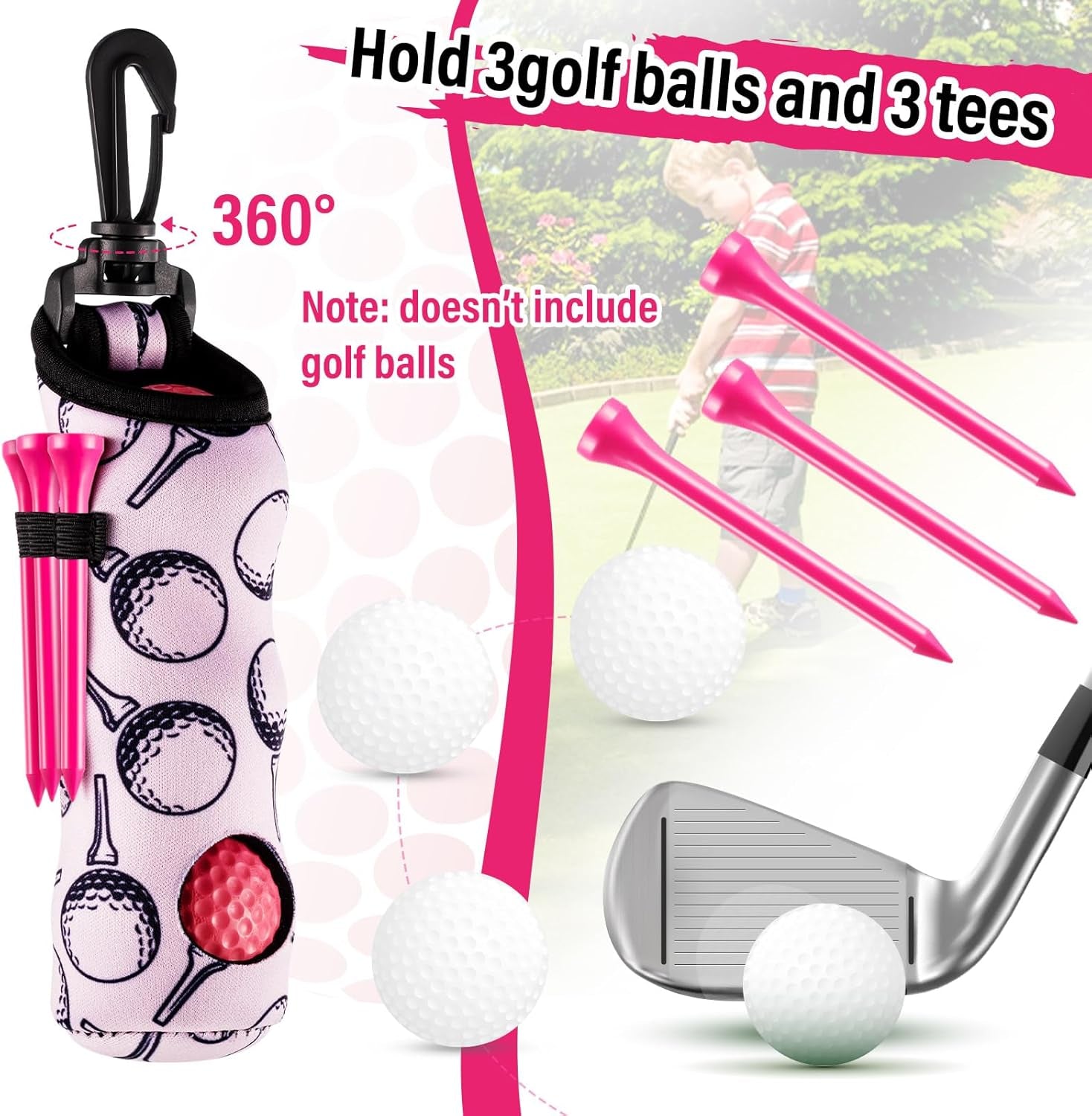 12 Pcs Golf Accessories Kit, Include Golf Tees Golf Towel Golf Ball Bag with Hook Cleaner Brush Divot Tool with Magnetic Ball Marker for Women Ladies Golf Gifts