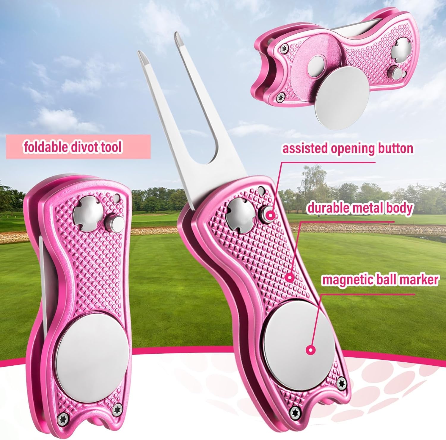 12 Pcs Golf Accessories Kit, Include Golf Tees Golf Towel Golf Ball Bag with Hook Cleaner Brush Divot Tool with Magnetic Ball Marker for Women Ladies Golf Gifts