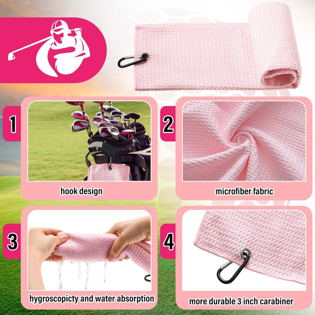 12 Pcs Golf Accessories Kit, Include Golf Tees Golf Towel Golf Ball Bag with Hook Cleaner Brush Divot Tool with Magnetic Ball Marker for Women Ladies Golf Gifts